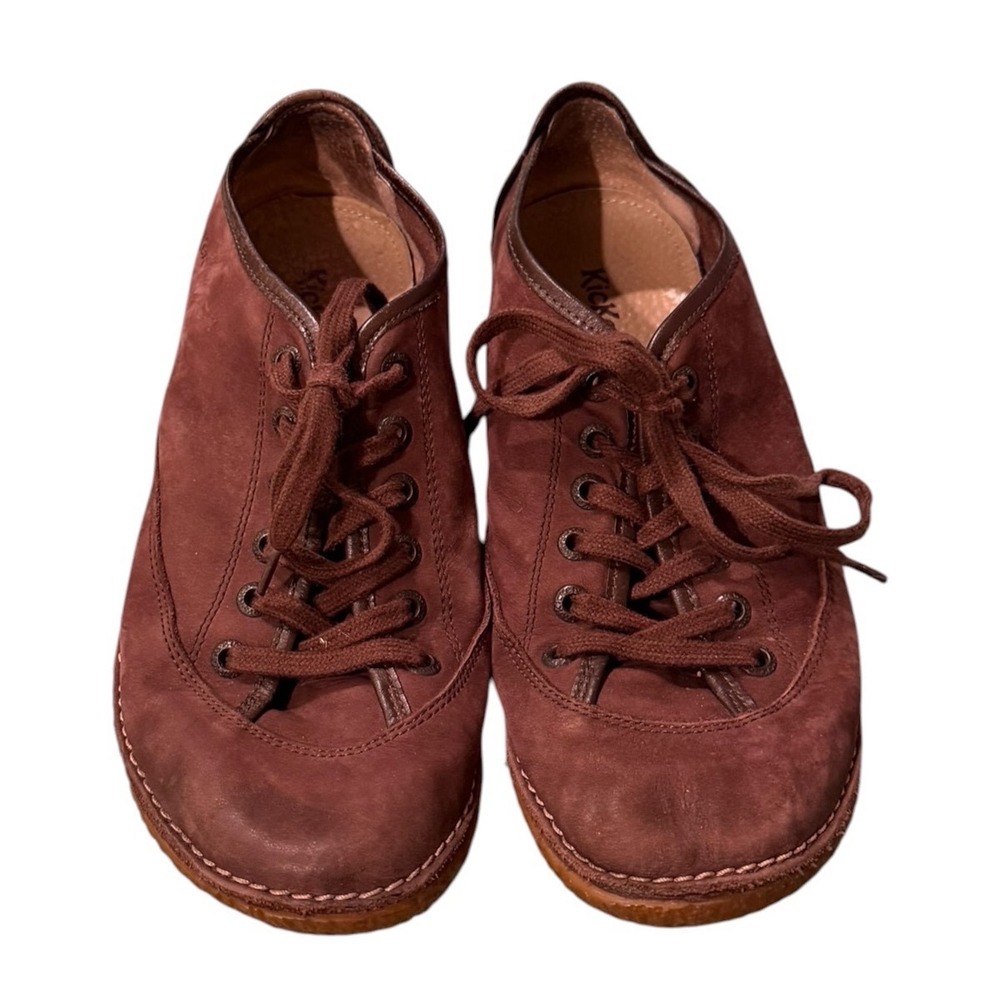 Kickers lace Mock Style Nubuck Leather Lace Up Low Top Shoes EU 39 Brown soft